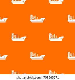 Marine ship pattern repeat seamless in orange color for any design. Vector geometric illustration
