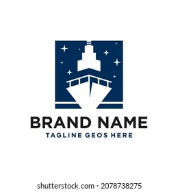 marine ship transportation inspiration illustration logo design