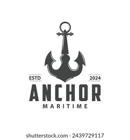 Marine ship vector anchor logo simple minimalist design anchor illustration simple marine symbol template