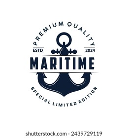 Marine ship vector anchor logo simple minimalist design anchor illustration simple marine symbol template