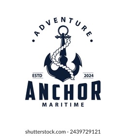 Marine ship vector anchor logo simple minimalist design anchor illustration simple marine symbol template
