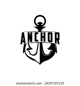 Marine ship vector anchor logo simple minimalist design anchor illustration simple marine symbol template