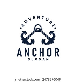 Marine ship vector anchor logo simple minimalist design anchor illustration simple marine symbol template