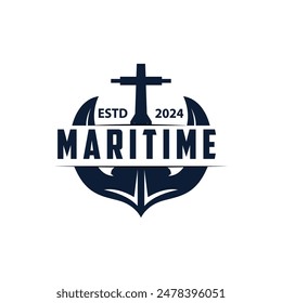 Marine ship vector anchor logo simple minimalist design anchor illustration simple marine symbol template