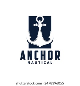 Marine ship vector anchor logo simple minimalist design anchor illustration simple marine symbol template