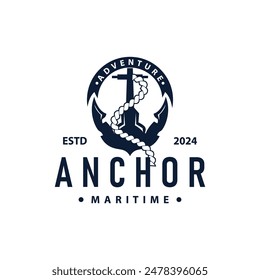 Marine ship vector anchor logo simple minimalist design anchor illustration simple marine symbol template