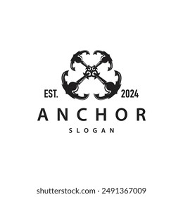 Marine ship vector anchor logo simple minimalist design anchor illustration simple marine symbol template