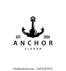 Marine ship vector anchor logo simple minimalist design anchor illustration simple marine symbol template