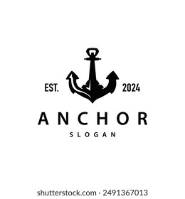 Logotipo de ancla de Vector de barco marino simple diseño minimalista ilustración de ancla simple Plantilla de símbolo marino