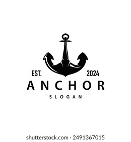 Marine ship vector anchor logo simple minimalist design anchor illustration simple marine symbol template