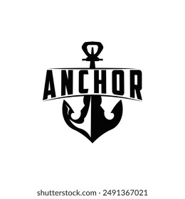 Marine ship vector anchor logo simple minimalist design anchor illustration simple marine symbol template