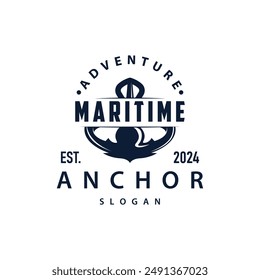Marine ship vector anchor logo simple minimalist design anchor illustration simple marine symbol template