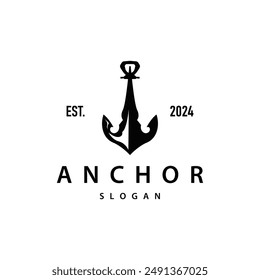 Logotipo de ancla de Vector de barco marino simple diseño minimalista ilustración de ancla simple Plantilla de símbolo marino