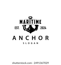 Marine ship vector anchor logo simple minimalist design anchor illustration simple marine symbol template