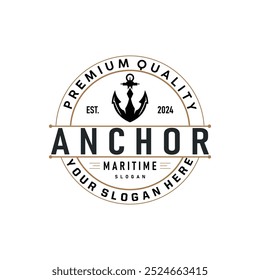Marine ship vector anchor logo simple minimalist design anchor illustration simple marine symbol template