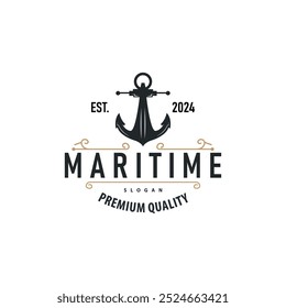 Marine ship vector anchor logo simple minimalist design anchor illustration simple marine symbol template