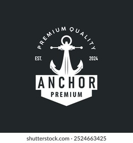 Marine ship vector anchor logo simple minimalist design anchor illustration simple marine symbol template