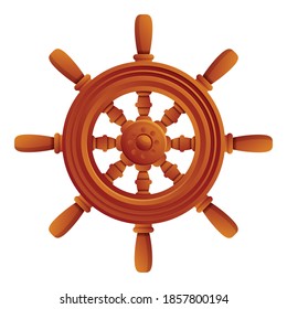 Marine ship wheel icon. Cartoon of marine ship wheel vector icon for web design isolated on white background