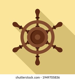 Marine ship wheel icon. Flat illustration of Marine ship wheel vector icon for web design