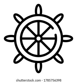 Marine ship wheel icon. Outline marine ship wheel vector icon for web design isolated on white background