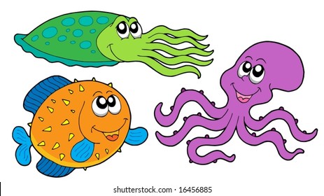 Marine species collection - vector illustration.