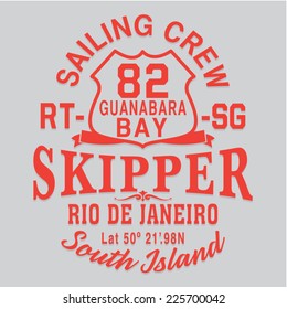 marine sport typography, t-shirt graphics, vectors