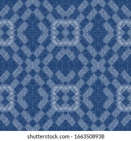Marine Square Structure Vector Seamless Pattern. Cobalt Fashion Cross Backdrop. Paint Stripe Design. Blue Line Repeat Wallpaper.