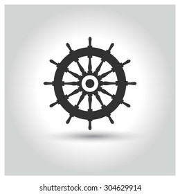 Marine steering wheel icon. Circle concept web buttons. vector illustration. Flat design style
