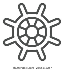 Marine steering wheel line icon, marine navigation concept. Vector graphics. Ship, vessel rudder sign on white background, outline style icon for mobile or web design