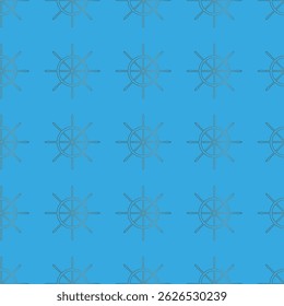 Marine steering wheel pattern on blue background