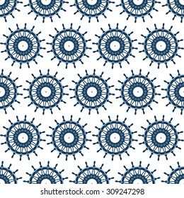 marine steering wheel seamless pattern.  Vector illustration