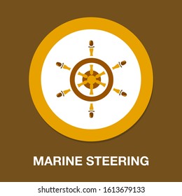 marine steering wheel - ship wheel flat icon-boat sign-rudder sign-navigation symbol-vessel vector-yacht isolated