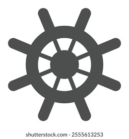 Marine steering wheel solid icon, marine navigation concept. Vector graphics. Ship, vessel rudder sign on white background, glyph style icon for mobile or web design