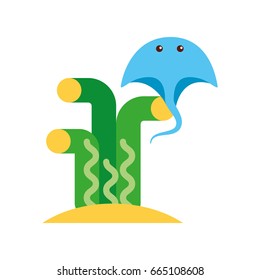 Marine stingray isolated icon