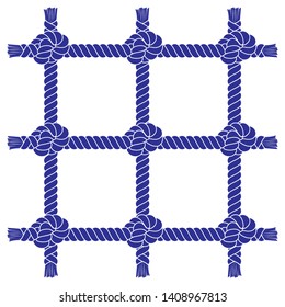 Marine style rope fishnet checkered pattern. Nautical vintage decorative elements. Navy style graphic design. Vector illustration EPS 10.