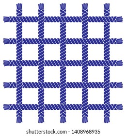 Marine style rope fishnet checkered pattern. Nautical vintage decorative elements. Navy style graphic design. Vector illustration EPS 10.