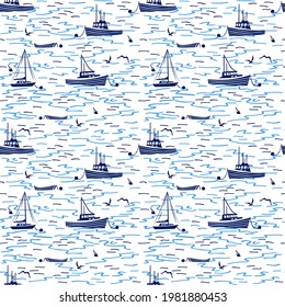 Marine style with ship texture print pattern.White background.