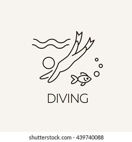 Marine symbol. Diving and underwater object. Summer concept illustration - scuba diving. Swimming underwater - summer vacation.