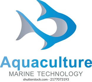 Marine technology, fish logo template, simple illustration, fishing concept, Aquaculture 

