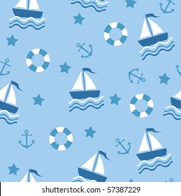 Marine theme. Blue sea seamless
