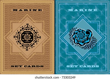 Marine Theme Cards. Vector ornament.