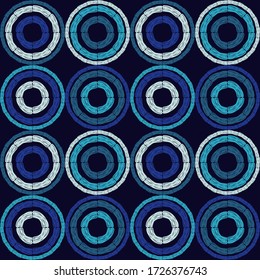 Marine theme. Design with manual hatching. Blue. Patterned texture. Ethnic boho ornament. Seamless background. Vector illustration for web design or print.