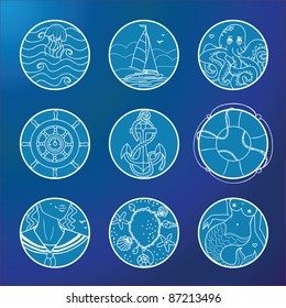 Marine theme icon set