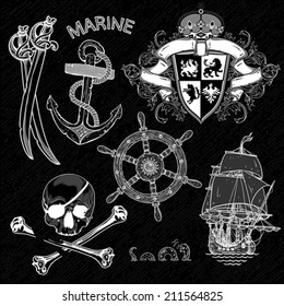 marine theme, icons set