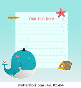 Marine theme, schedule, notes, Drawing for children. Vector illustration.