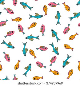 Marine theme texture doodle pictures sea, fish