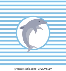 Marine theme. Vector illustration. Dolphin.