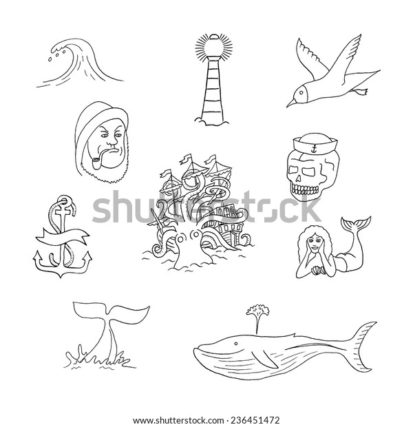 marine themes tattoo sailor ocean octopus stock vector royalty free 236451472 https www shutterstock com image vector marine themes tattoo sailor ocean octopus 236451472