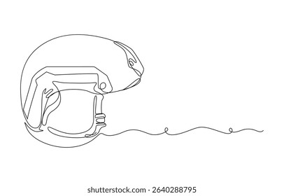 Marine Time concept continuous line drawing, Motorcycle Helmet Line Art Illustration