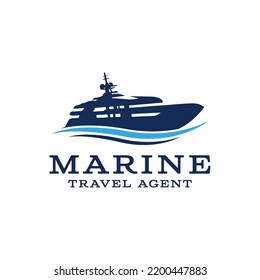 Marine Travel Agent Logo.  Yacht Cruise Boat Ship For Ocean Vacation Logo Design Inspiration